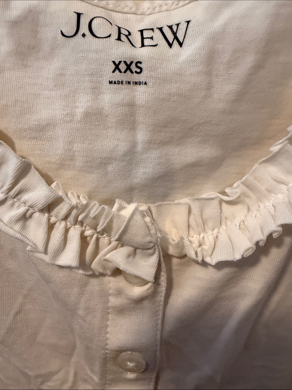 J. Crew White Ruffle-Trim Button Front Tank Top - Picture 2 of 2